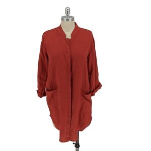 Tahari Button Front Linen Shirt Red Size Small coastal grandma coastalcore